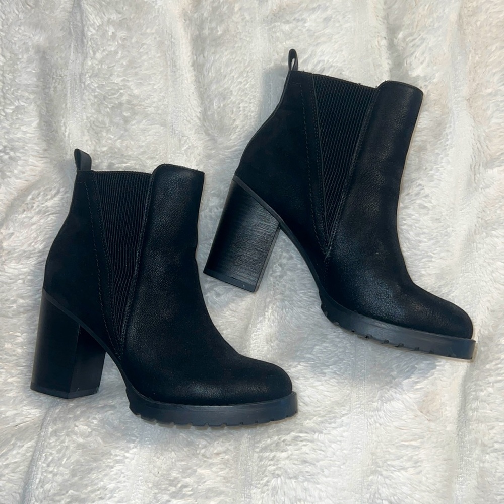 LimeLight Black Ankle Boots Chunky Heel